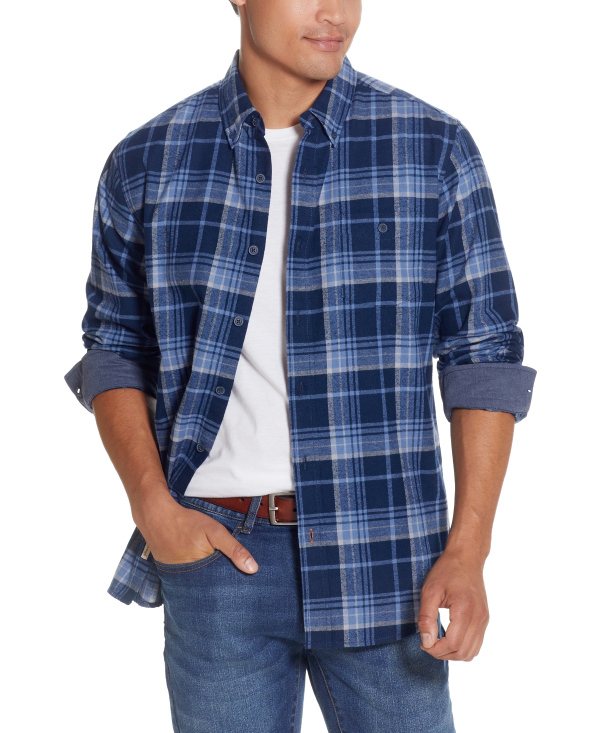 Shop Weatherproof Vintage Men's Antique-like Flannel Shirt In Maritime Blue