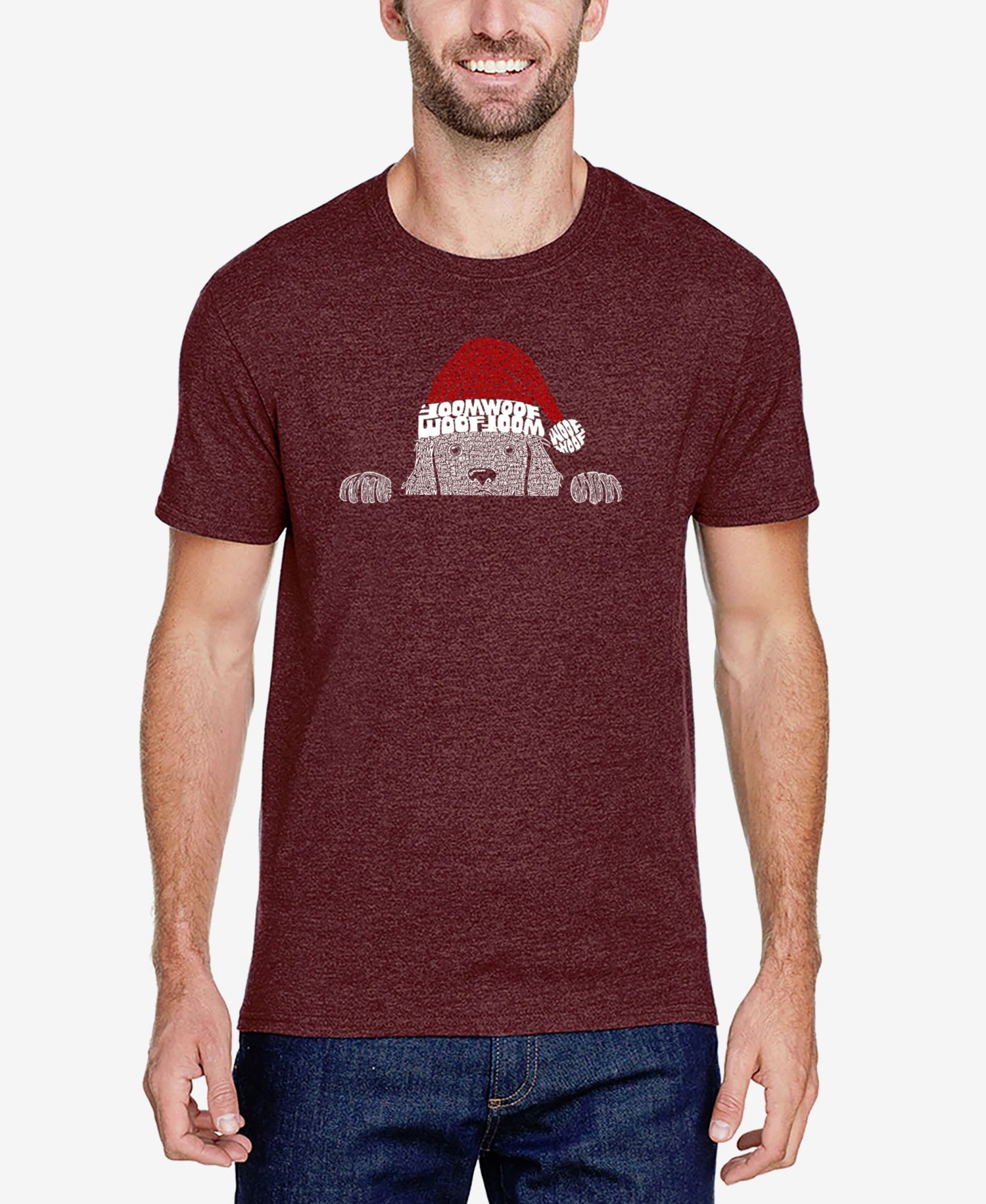 Men's Cotton/Poly Blend Word Art T-shirt - Christmas Dog