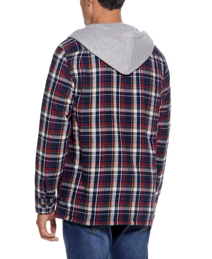 Weatherproof Vintage Men's Sherpa Lined Flannel Hooded Shirt Jacket ...