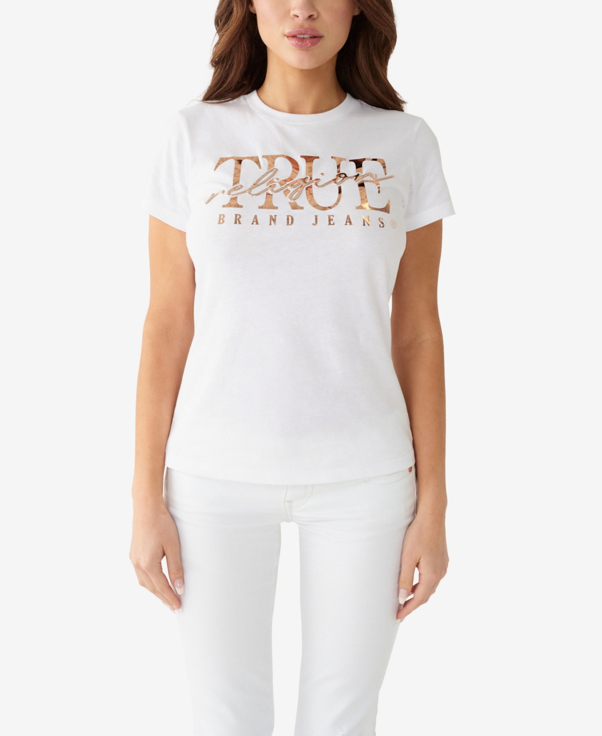 True Religion Women's Short Sleeve Slim Crew T-shirt In Optic White