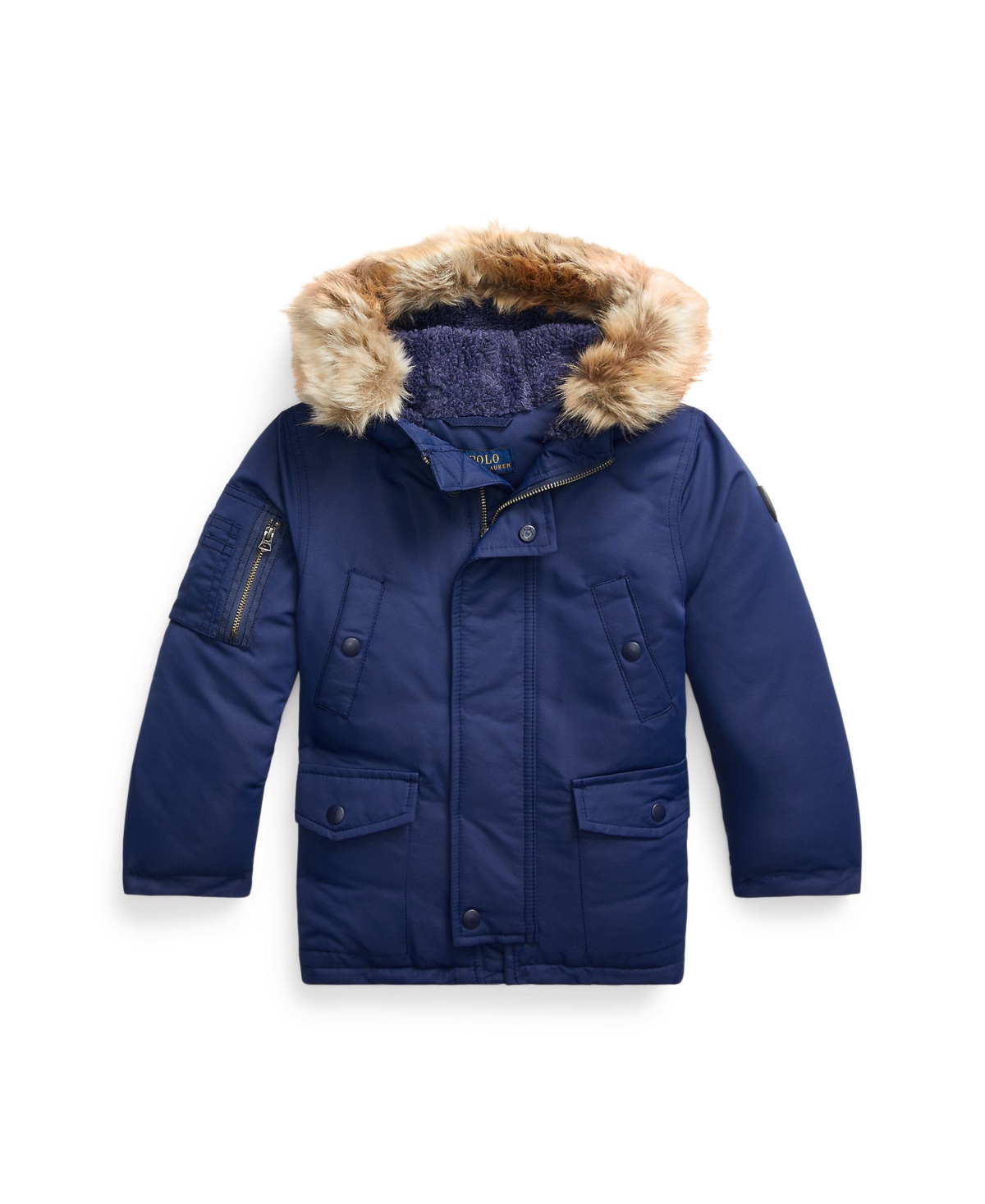 Polo Ralph Lauren Kids' Little And Toddler Boys Water-resistant Down Parka Long Sleeve Jacket In Newport Navy