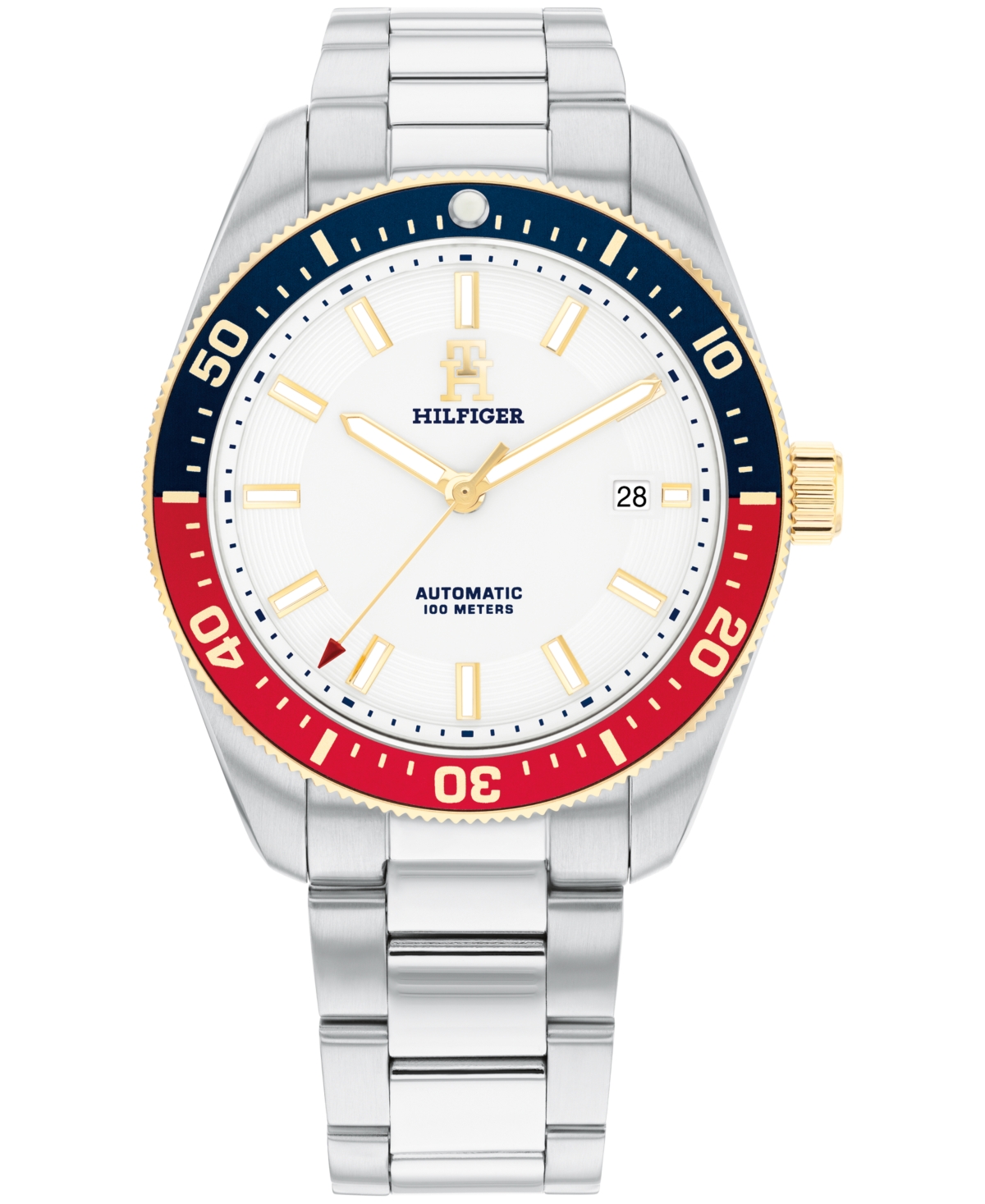 Tommy Hilfiger Men's Automatic Silver-tone Stainless Steel Bracelet Watch 40mm, Exclusively Ours