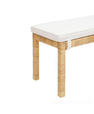 1 Piece Rattan Brass-Capped Legs Bench