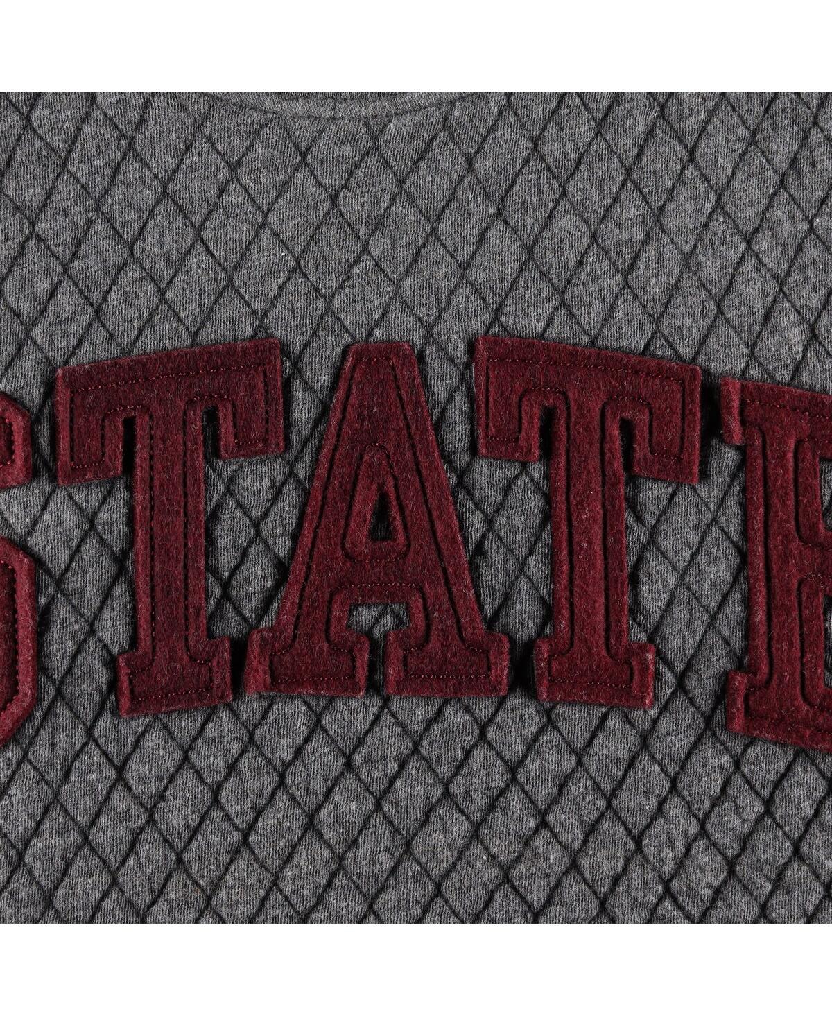 PRESSBOX WOMEN'S PRESSBOX HEATHER CHARCOAL MISSISSIPPI STATE BULLDOGS MOOSE QUILTED PULLOVER SWEATSHIRT 