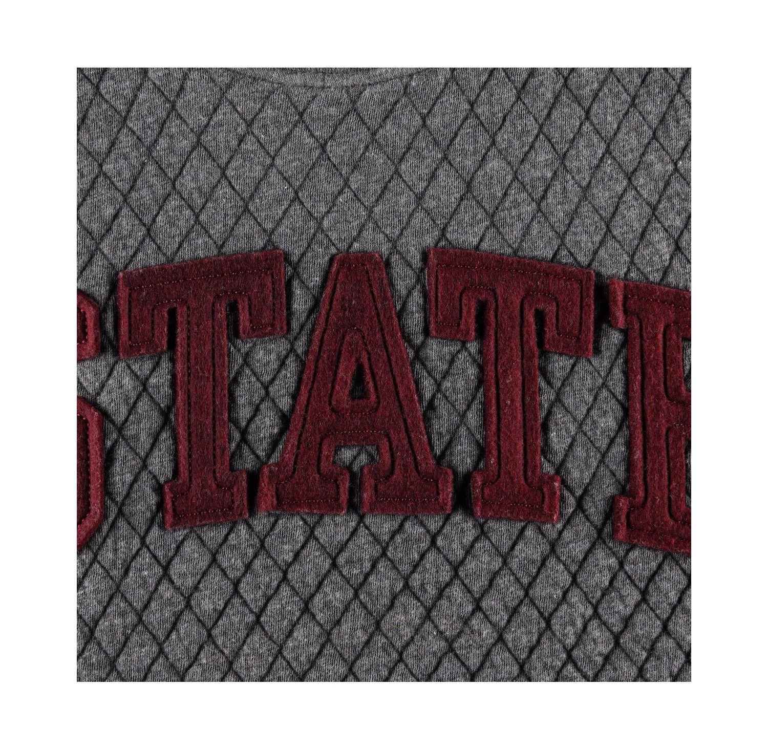 Women's Heather Charcoal Mississippi State Bulldogs Moose Quilted Pullover Sweatshirt