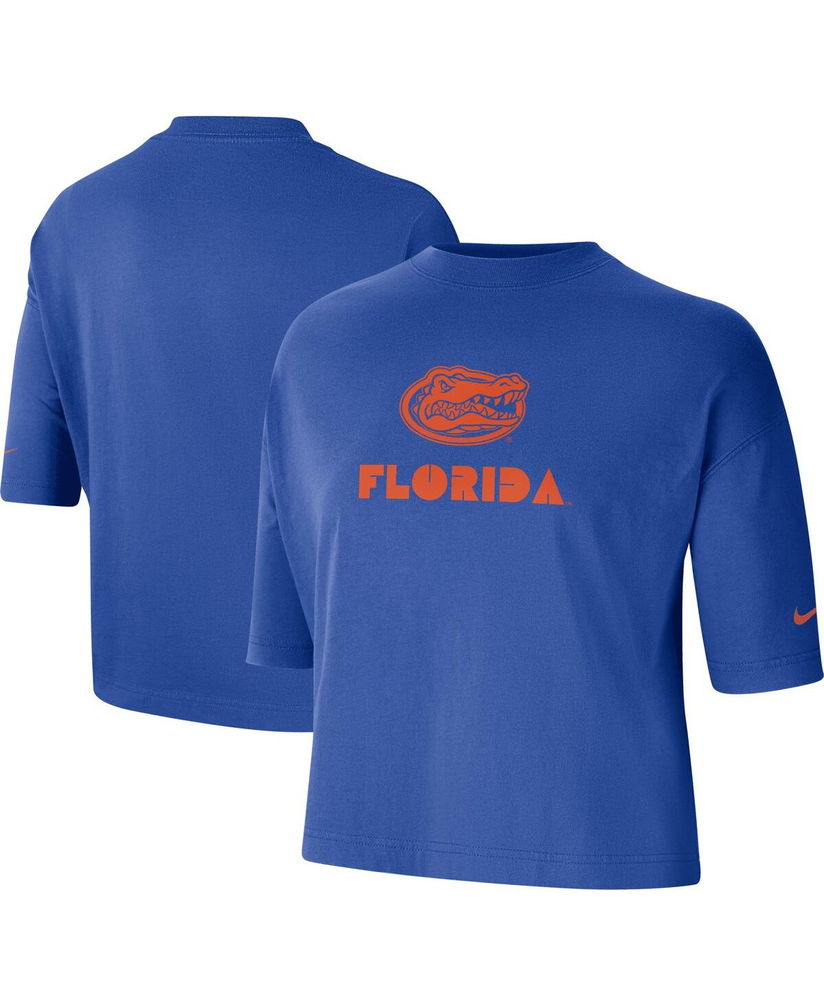 Shop Nike Women's  Royal Florida Gators Crop Performance T-shirt