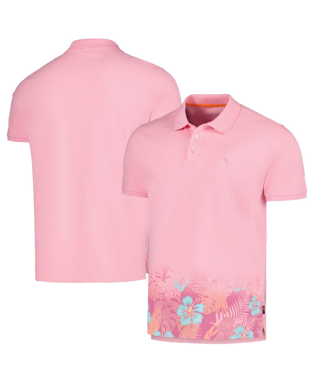 Margaritaville Men's Pink Tropical Border Polo Shirt