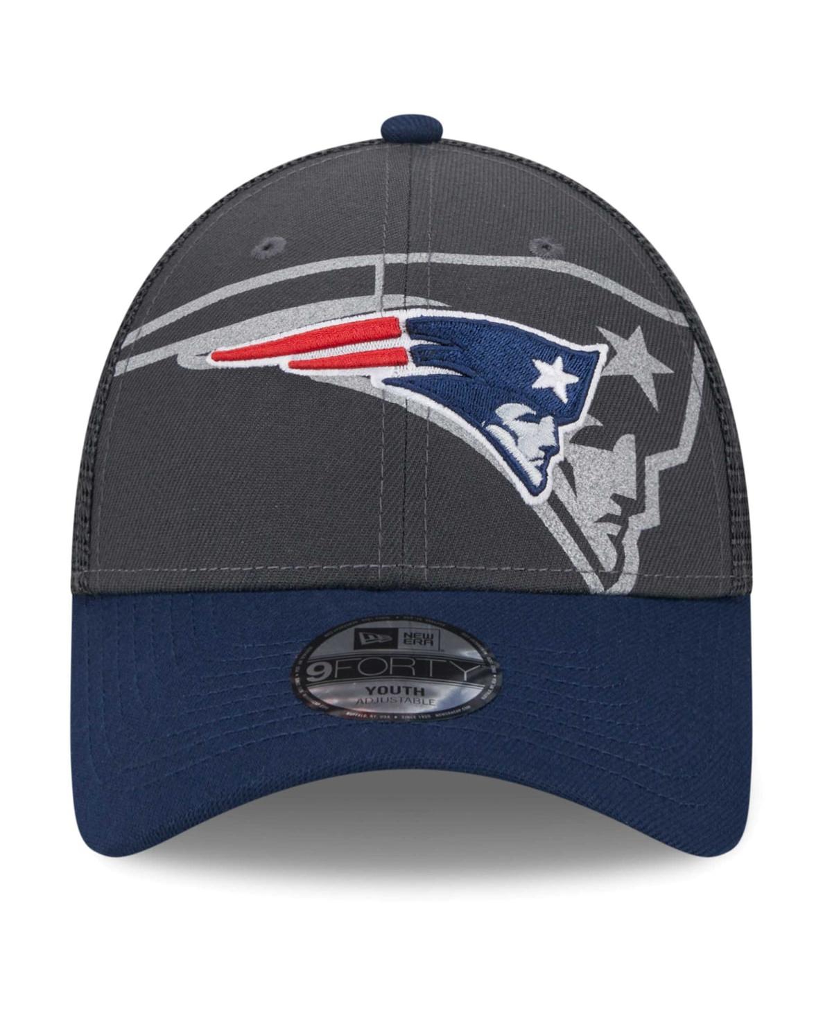 New Era Preschool Boys And Girls  Graphite, Navy New England Patriots Reflect 9forty Adjustable Hat In Graphite,navy