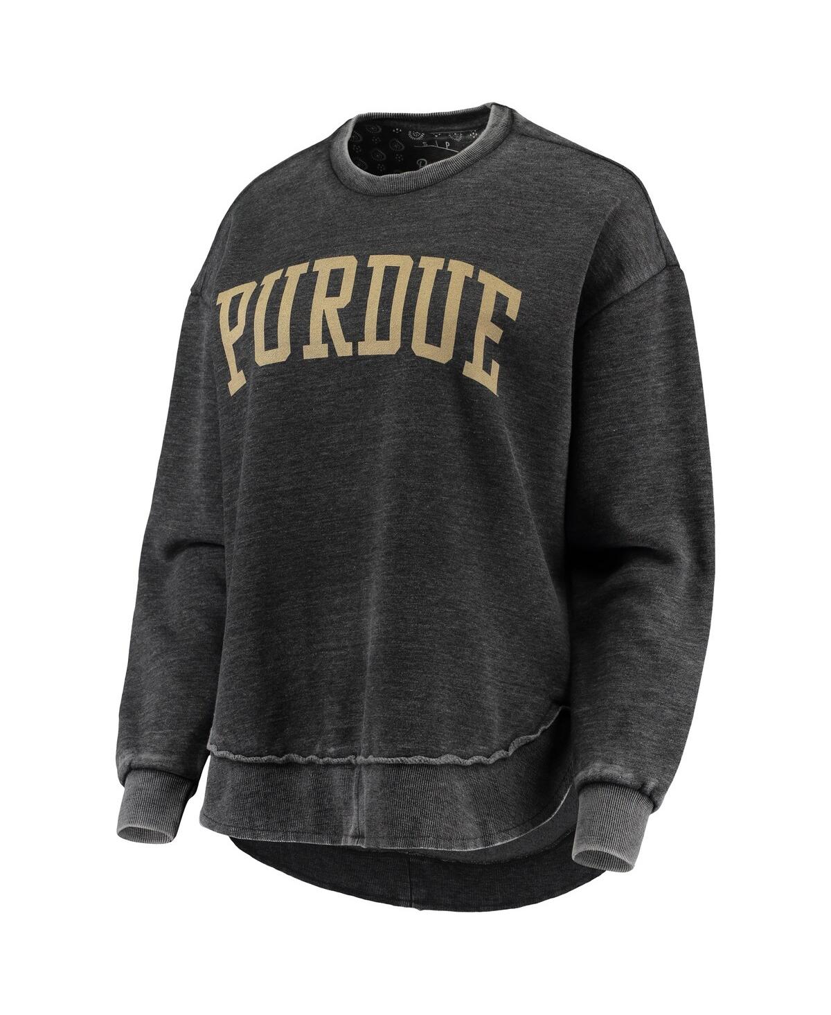 Women's PressboxPurdue Boilermakers Vintage-Like Wash Pullover Sweatshirt - Black