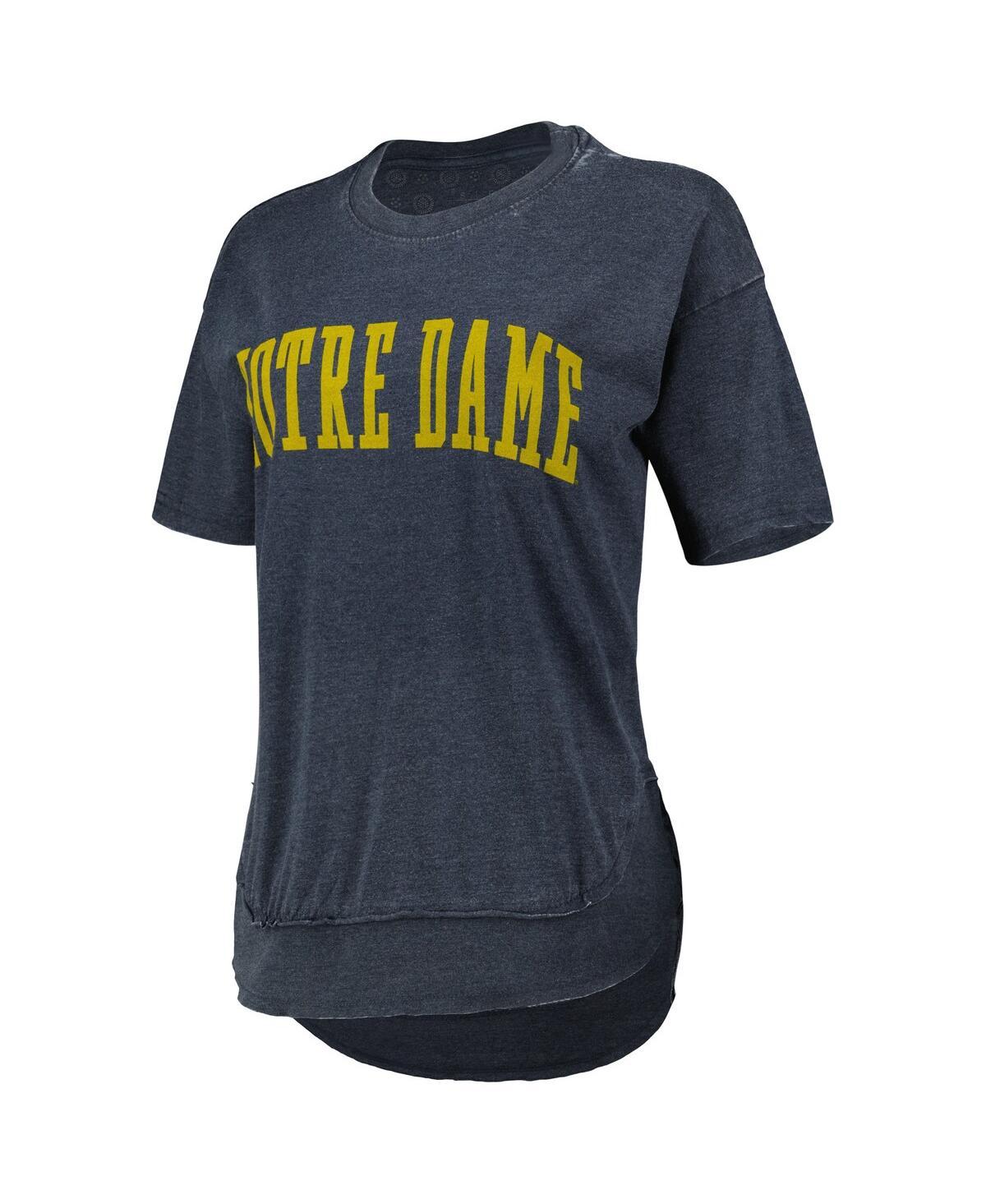 PRESSBOX WOMEN'S PRESSBOX HEATHERED NAVY NOTRE DAME FIGHTING IRISH ARCH PONCHO T-SHIRT 