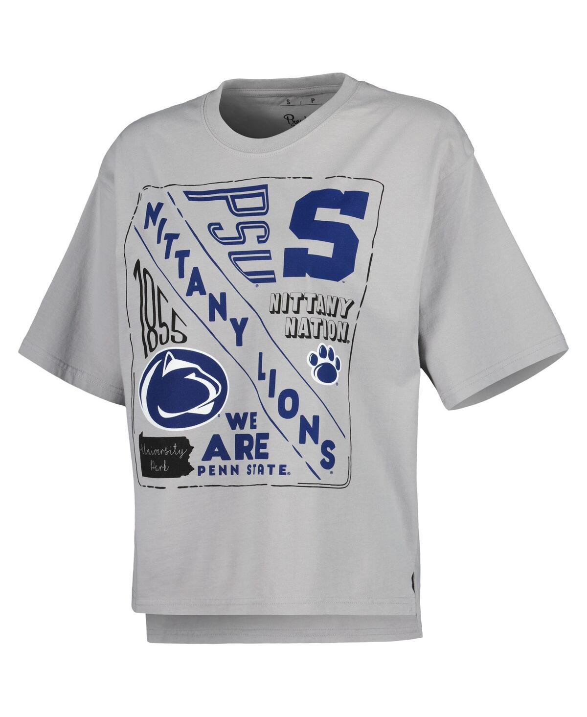 Shop Pressbox Women's  Silver Penn State Nittany Lions Rock & Roll School Of Rock T-shirt