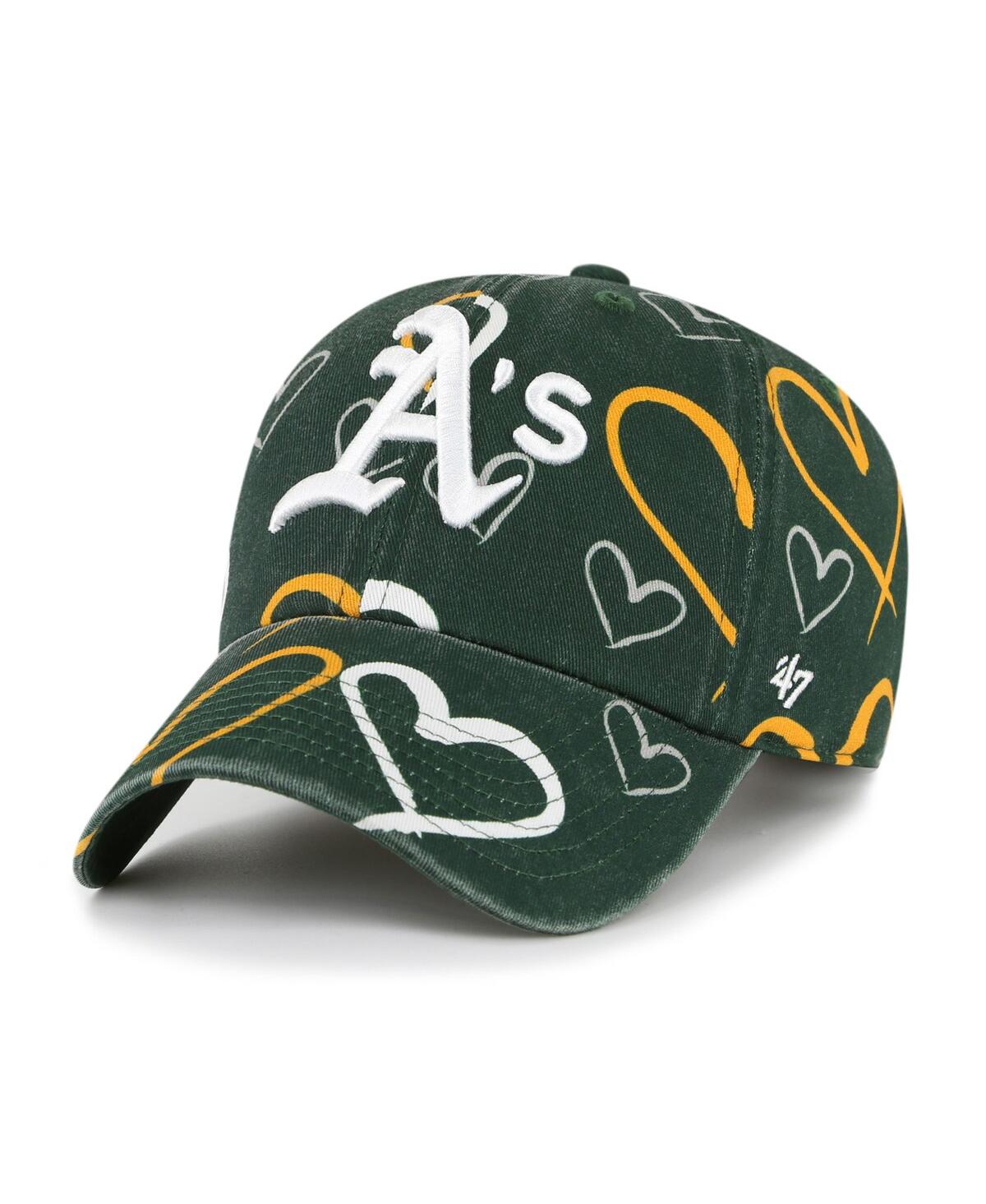 47 Brand Kids' Big Girls ' Green Oakland Athletics Adore Clean Up Adjustable Hat