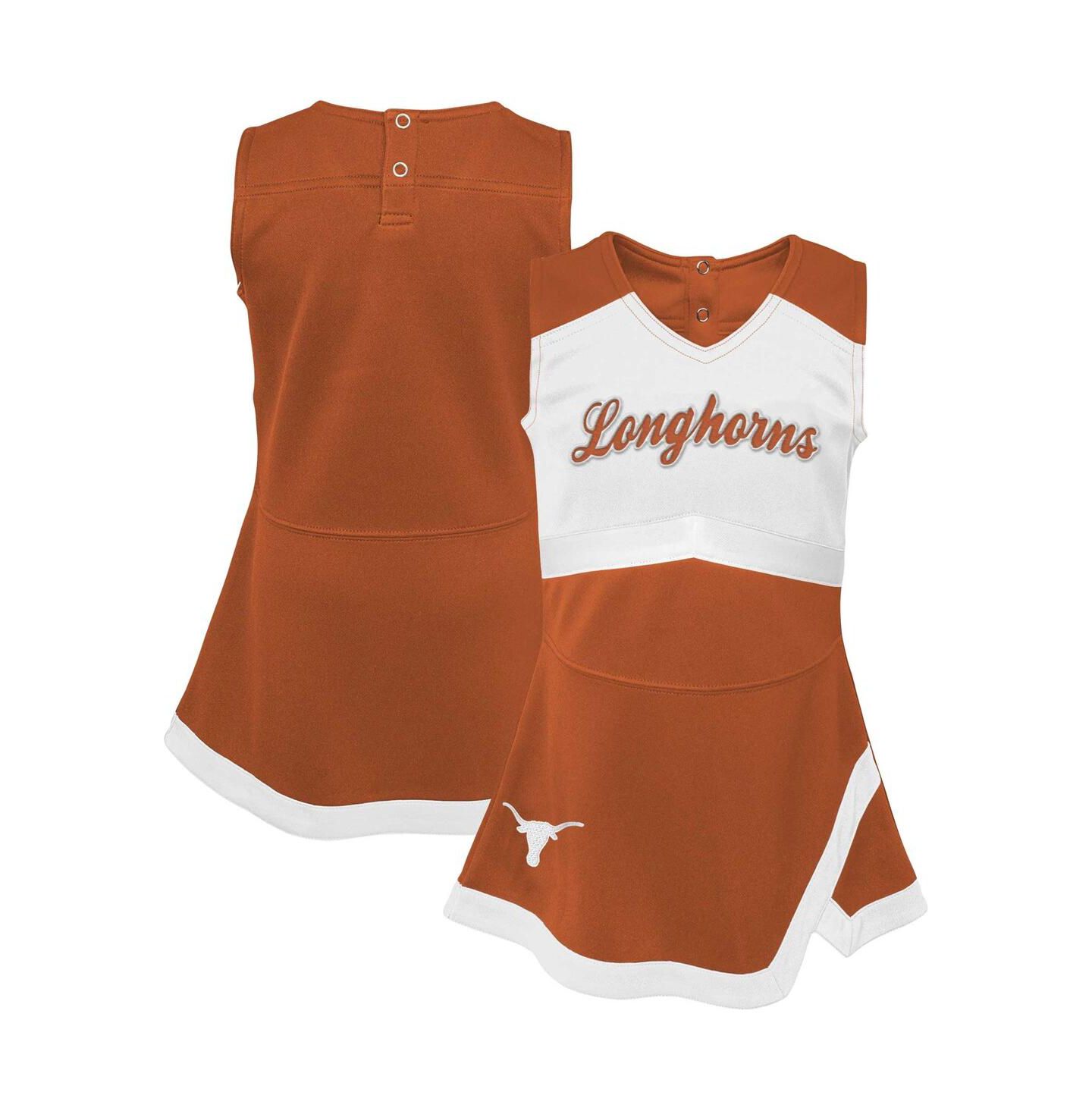 Платья Outerstuff Texas Orange, White Texas Longhorns Cheer Captain Jumper Dress для девочек — фото 2
