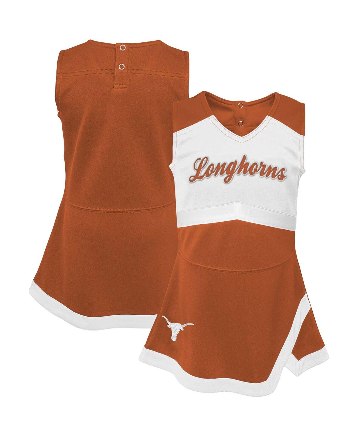 Shop Outerstuff Big Girls Texas Orange, White Texas Longhorns Cheer Captain Jumper Dress In Texas Orange,white