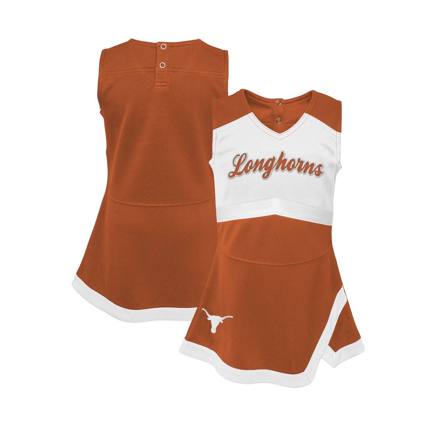 Big Girls Texas Orange, White Texas Longhorns Cheer Captain Jumper Dress