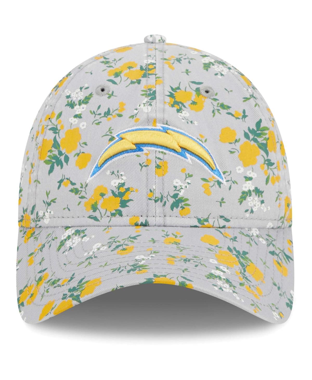 Shop New Era Women's  Gray Los Angeles Chargers Bouquet 9twenty Adjustable Hat