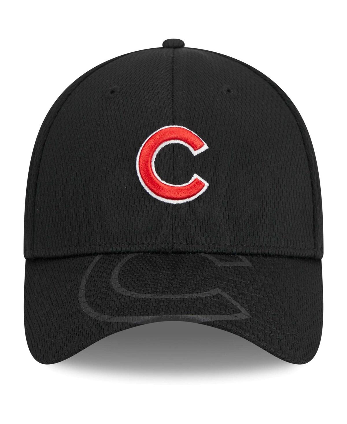 Men's New EraChicago Cubs Top Visor 39THIRTY Flex Hat - Black