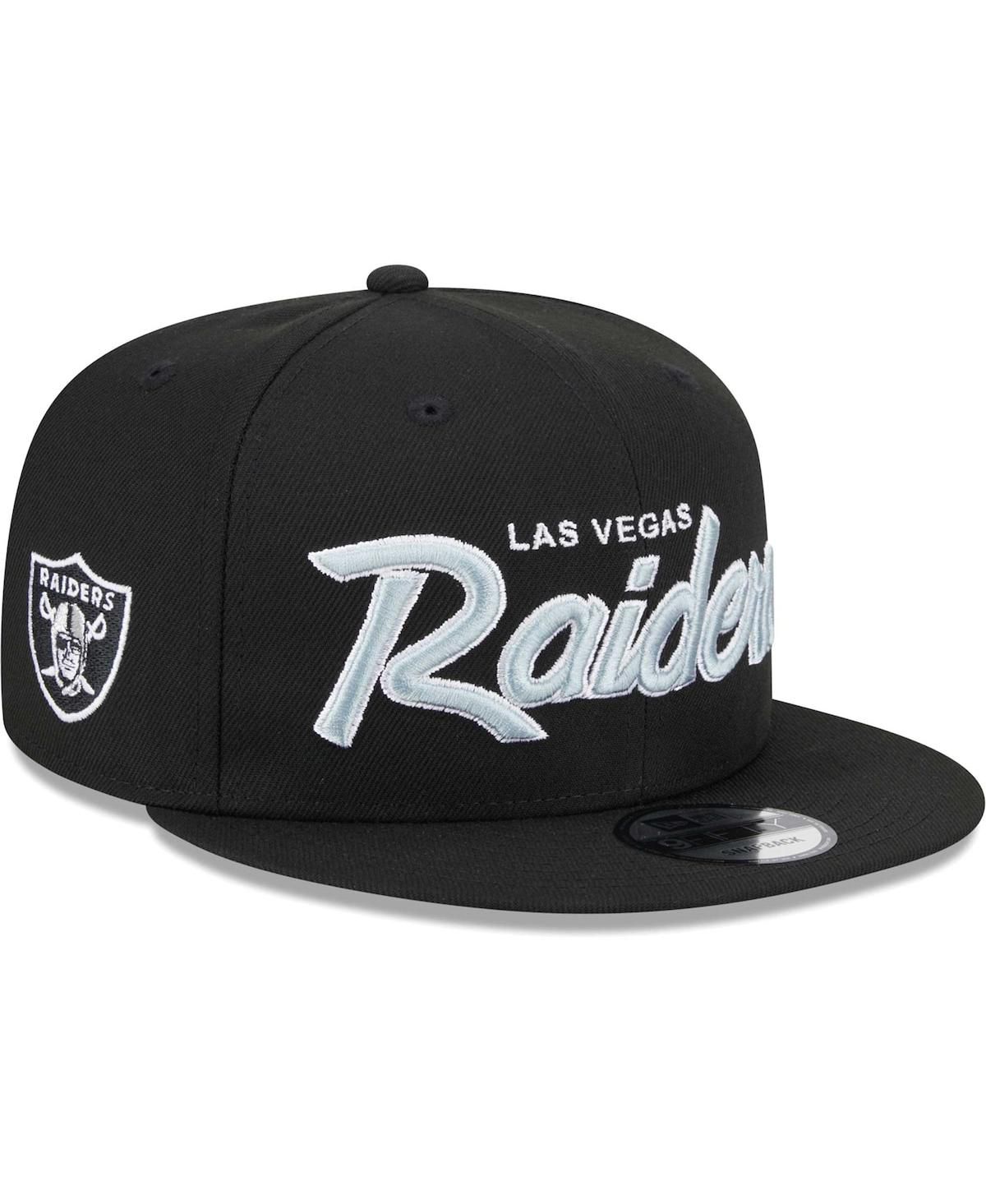 Мужская черная бейсболка Las Vegas Raiders Main Script 9FIFTY Snapback