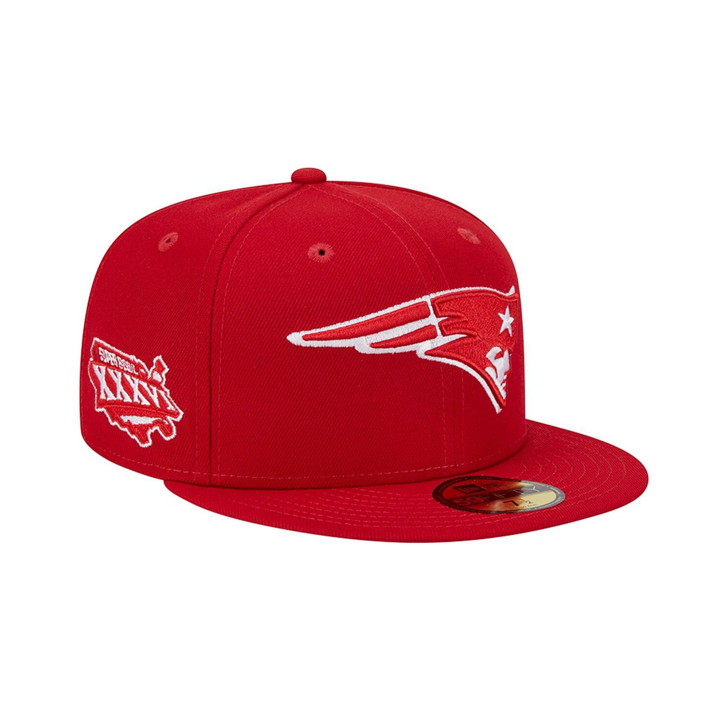 Men's Scarlet New England Patriots Super Bowl XXXVI Main Patch 59FIFTY Fitted Hat