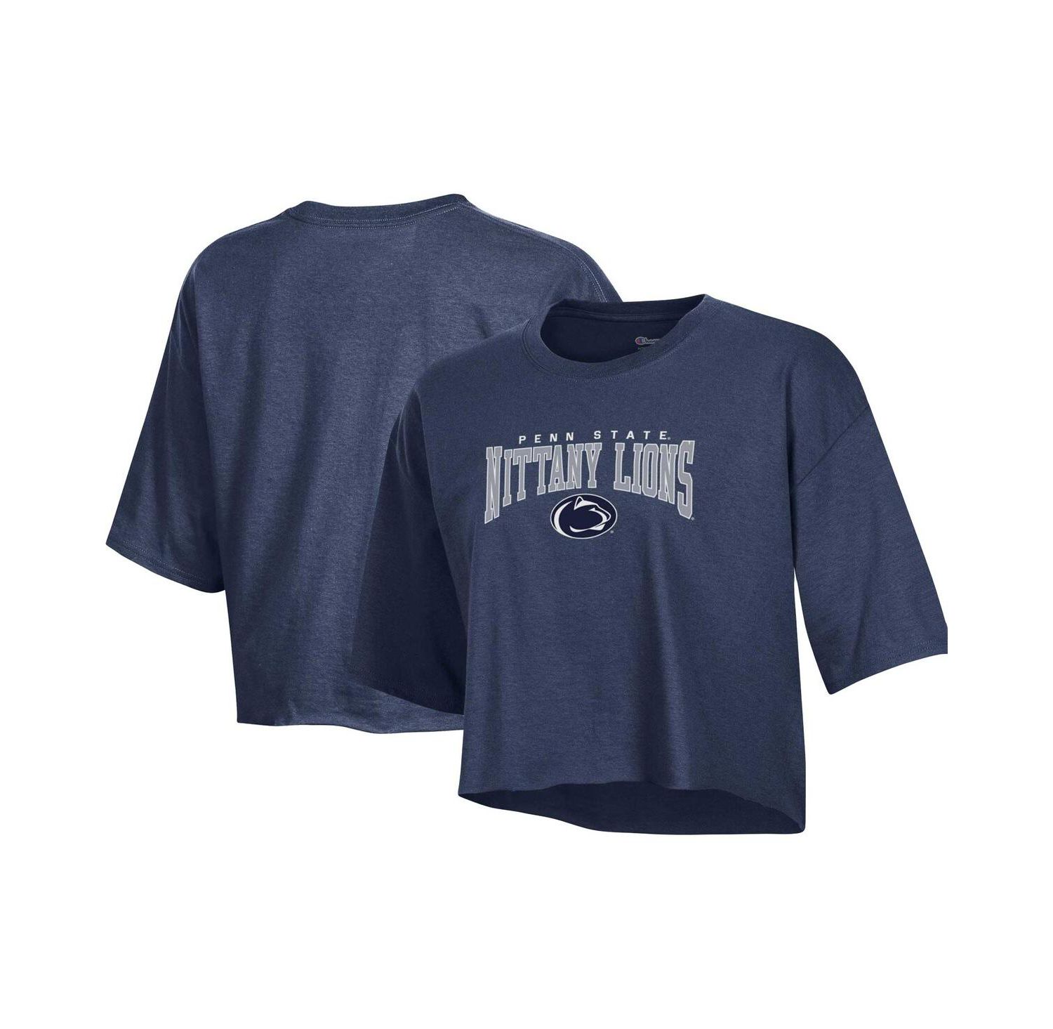 Women's Heather Navy Penn State Nittany Lions Boyfriend Cropped T-shirt