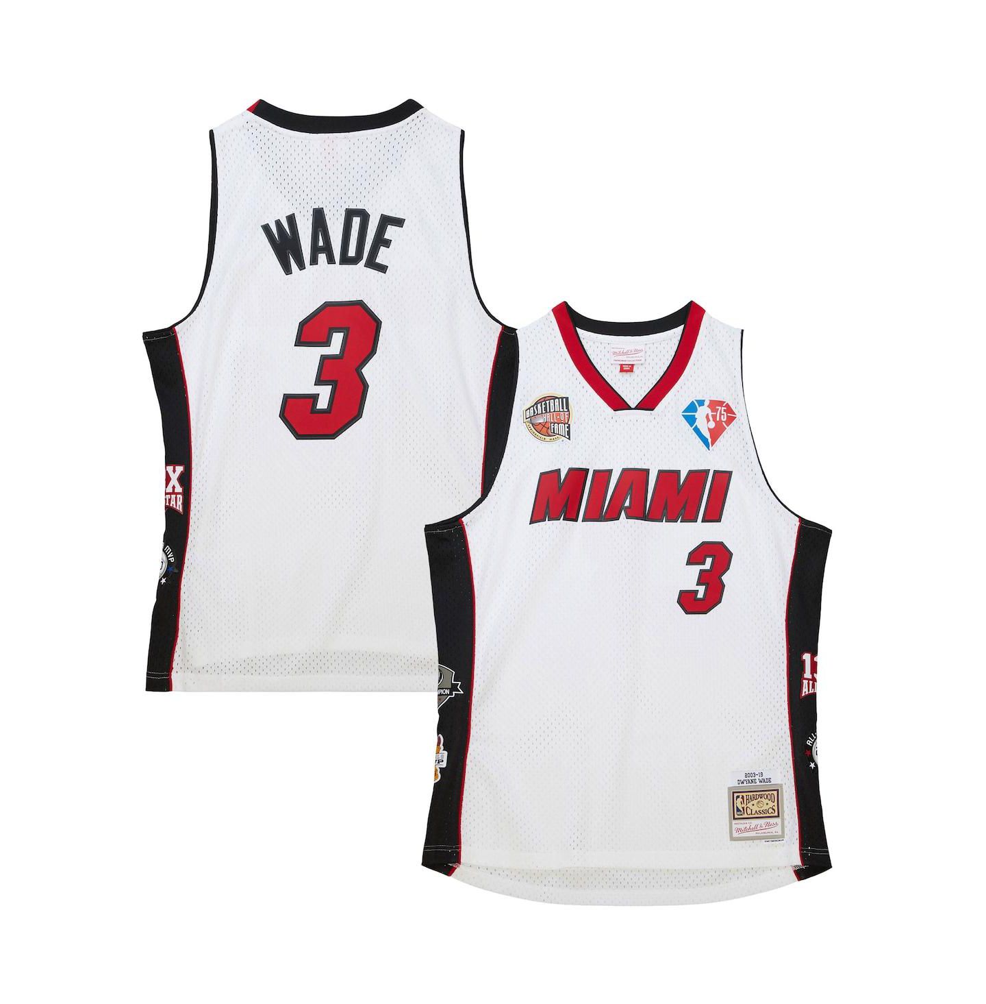 Топ Mitchell & Ness Dwyane Wade White Miami Heat Hall of Fame Class of 2023 Throwback Swingman Jersey — фото 1