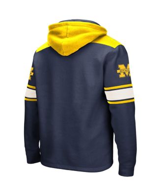 Men's Navy Michigan Wolverines Big and Tall Hockey Lace-Up Pullover Hoodie