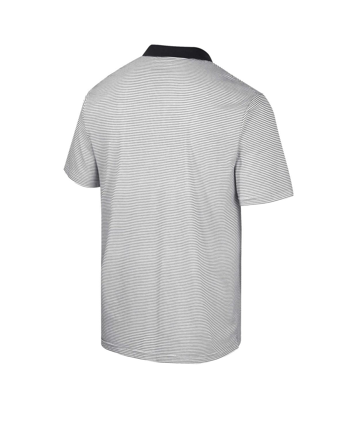Shop Colosseum Men's  White, Black Oregon Ducks Print Stripe Polo Shirt In White,black