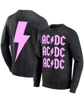Men's Black AC, DC Bolt Washed Pullover Sweatshirt