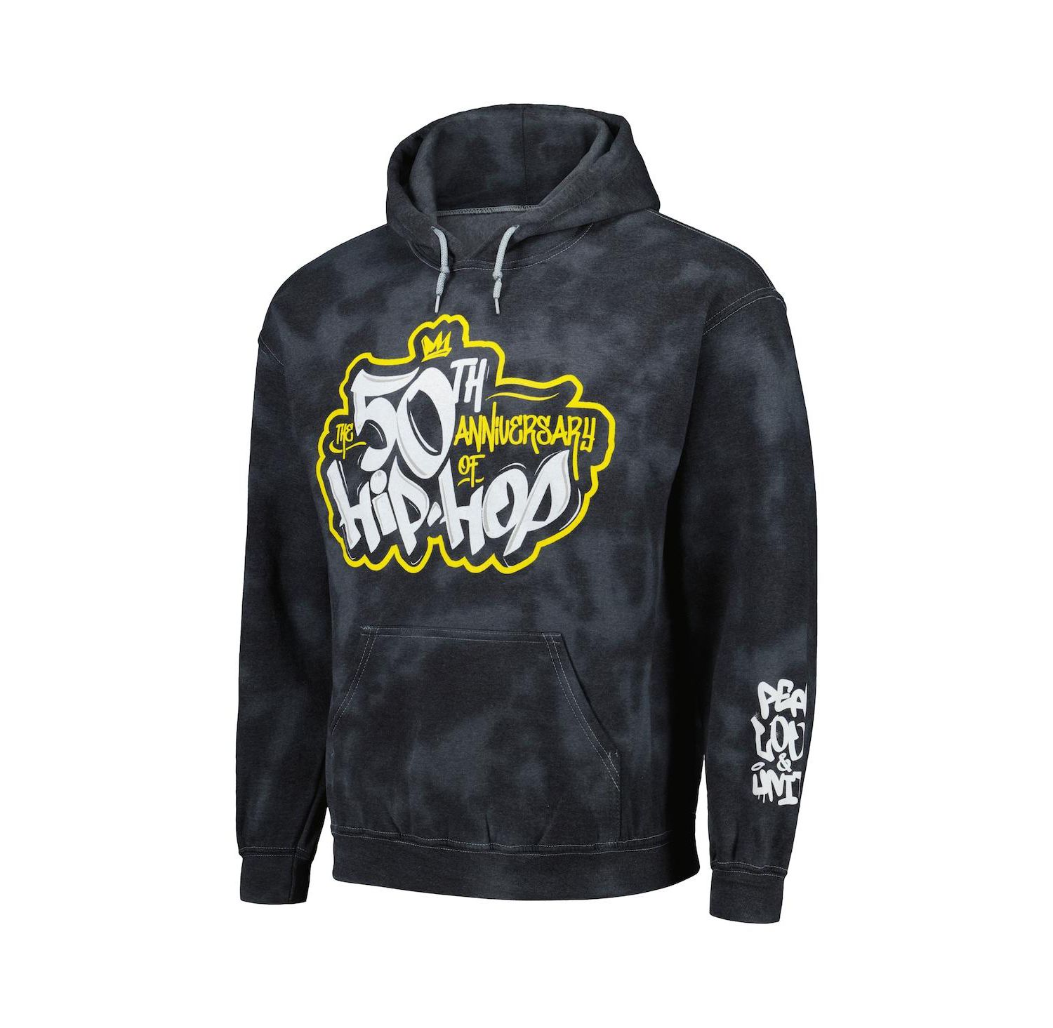 Men's Black 50th Anniversary of Hip Hop Washed Graphic Pullover Hoodie
