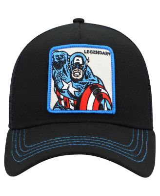 Men's Black Captain America Retro A-Frame Snapback Hat