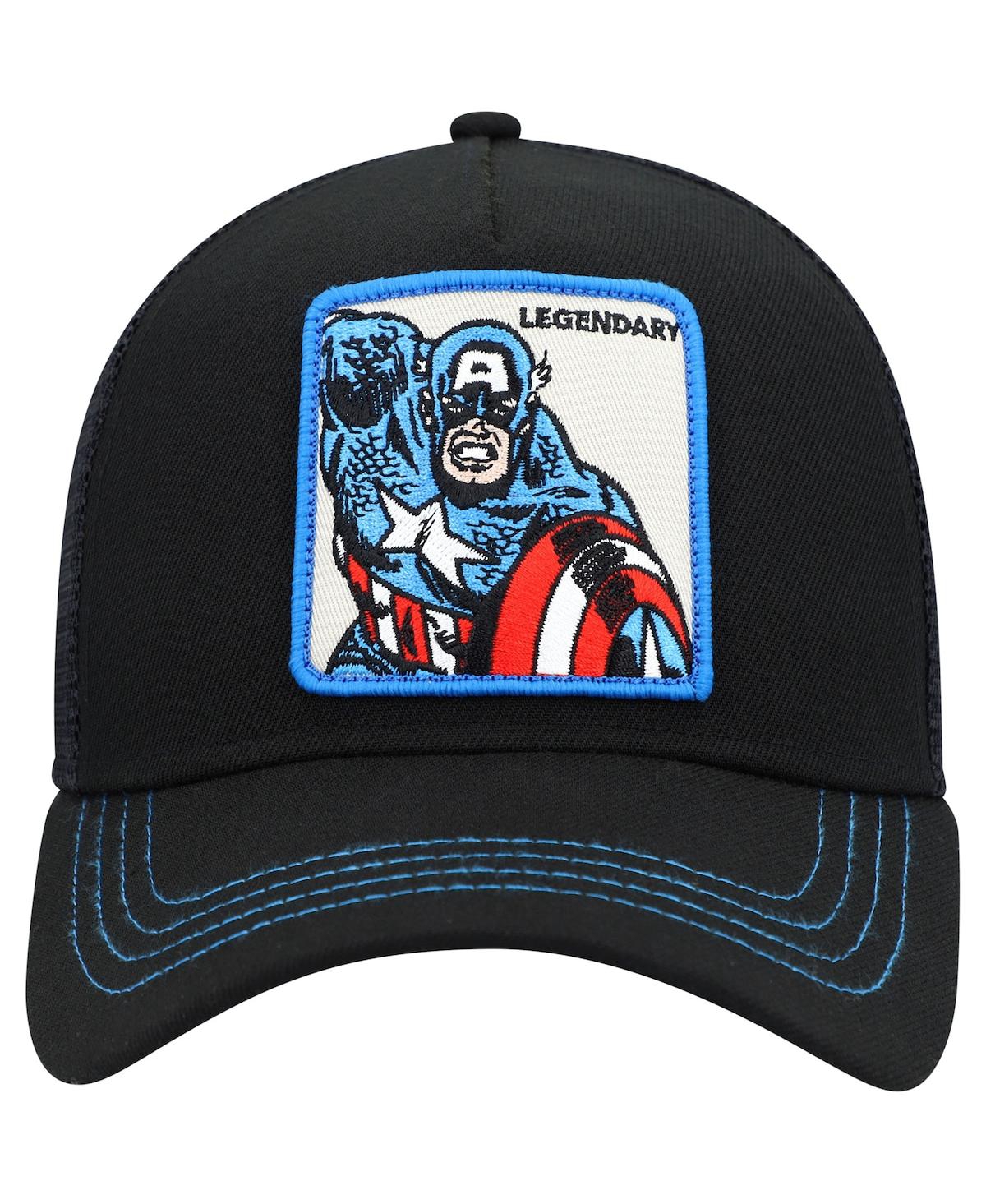 Shop Lids Men's Black Captain America Retro A-frame Snapback Hat