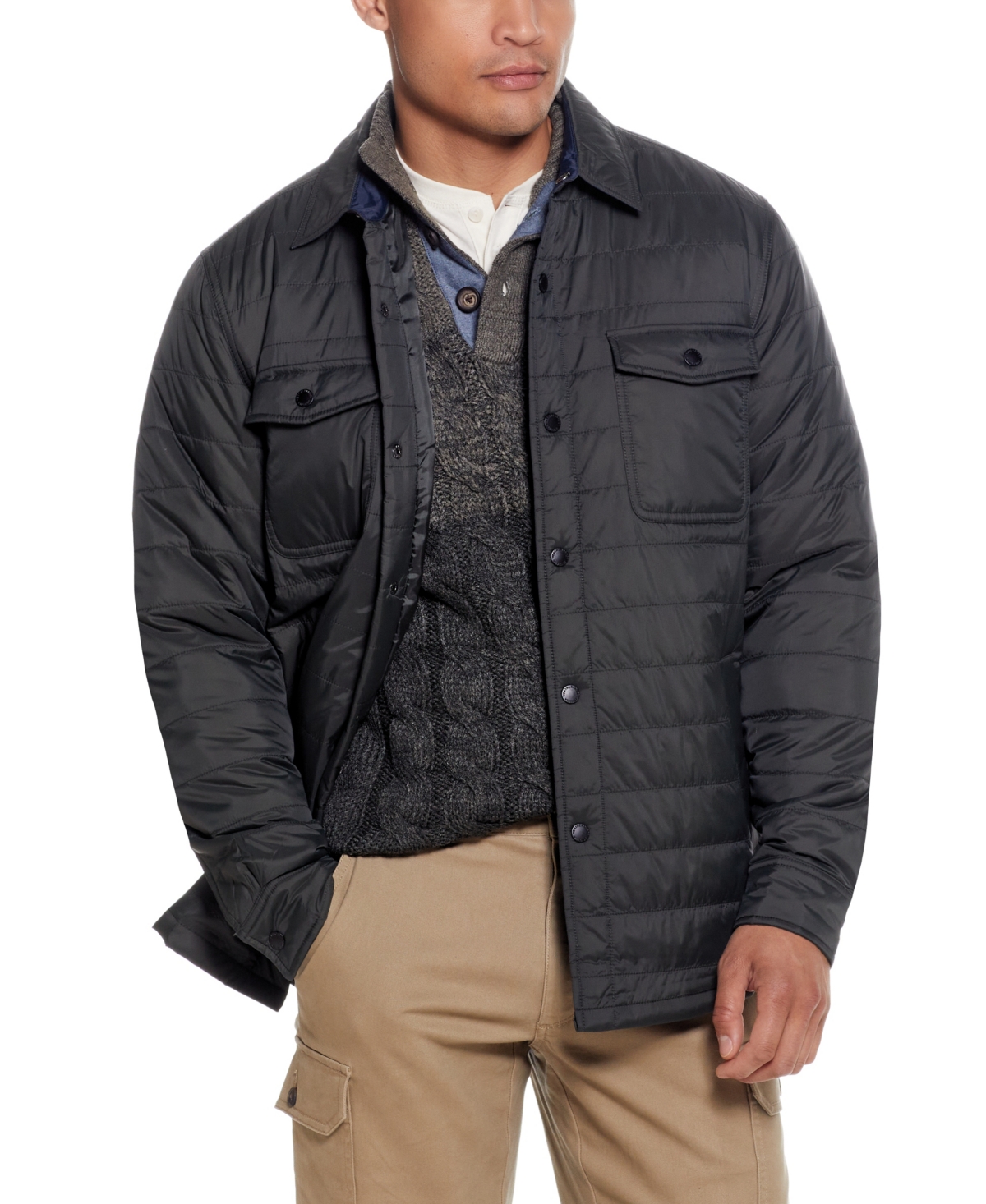Men's Horizontal Quilted Shirt Jacket - Rosin