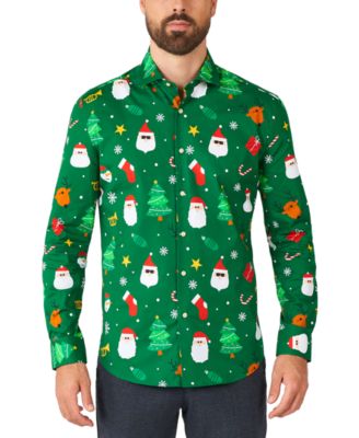 OppoSuits - Men's Long-Sleeve Green Festivity Shirt