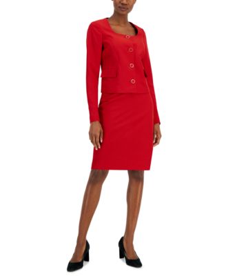 Women's Scoop-Neck Jacket & Pencil Skirt Suit