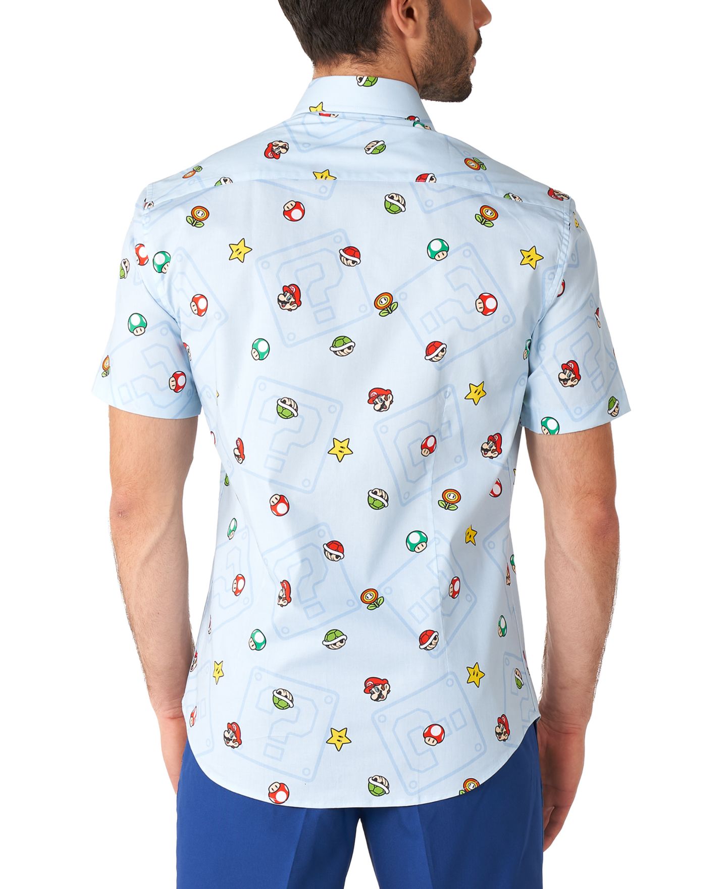 Мужская рубашка OppoSuits Shirt Short Sleeve Super Mario Icons, цвет: Синий — фото 2