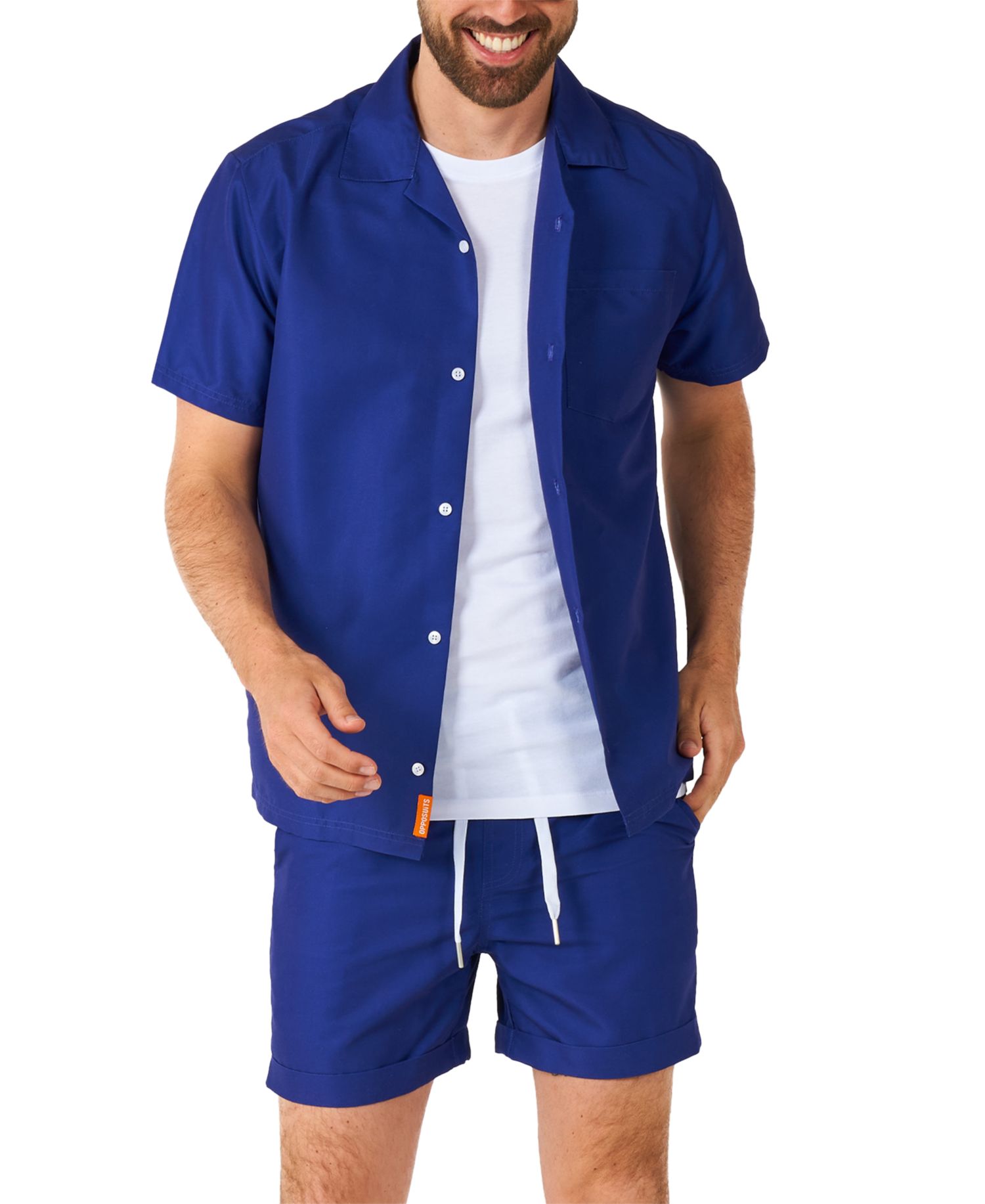 Men's Summer Set - 2 Piece Beach Wear set - Navy Blue - Matching Shirt and Shorts