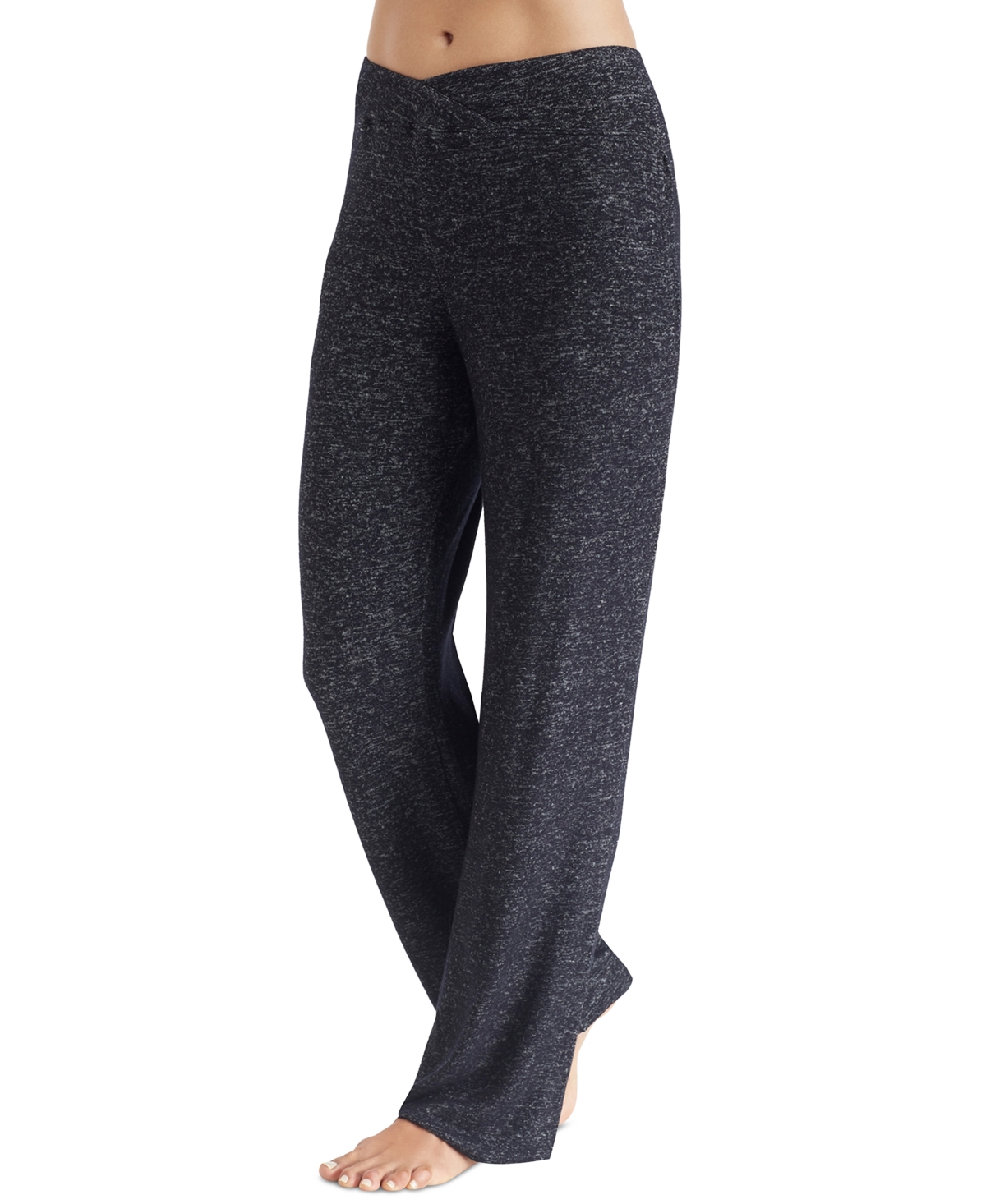Women's Soft Knit Mid-Rise Lounge Pants - Marled Dark Charcoal