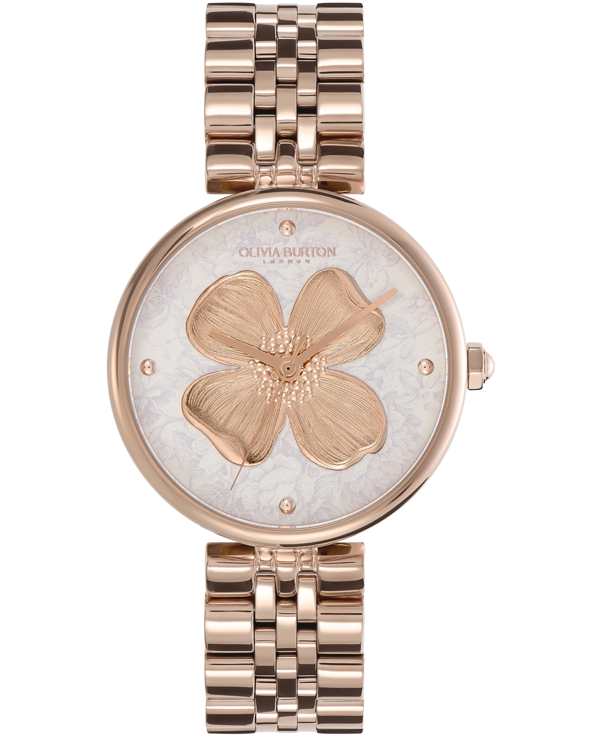 Olivia Burton Women's Dogwood Carnation Gold-tone Stainless Steel Watch 36mm In Silver/pink