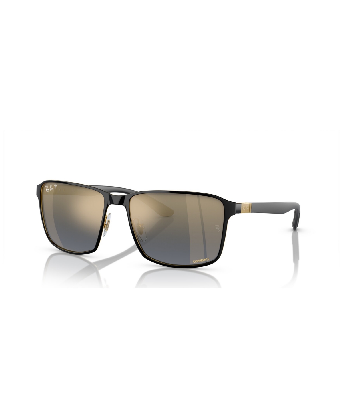 Ray Ban Unisex Polarized Sunglasses, Mirror Gradient Polar Rb3721ch In Black On Black