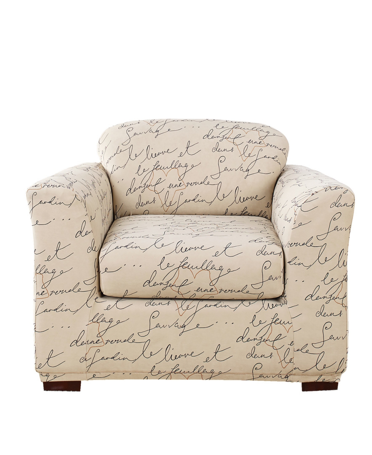 Waverly Stretch Pen Pal 2 Piece Chair Slipcover, 43" X 40" In Parchment