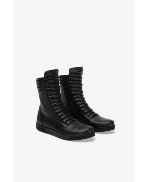 Женские кроссовки Marcella Journey Genuine Italian Leather Side-Zip Sneaker-Sole Ankle, цвет: Чёрный