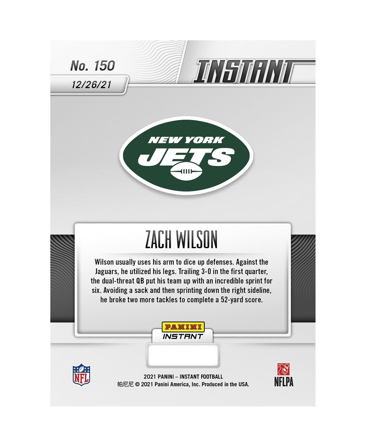 Shop Panini America Zach Wilson New York Jets Parallel  Instant Nfl Week 16 Wilson Sprints For Incredible  In Multi