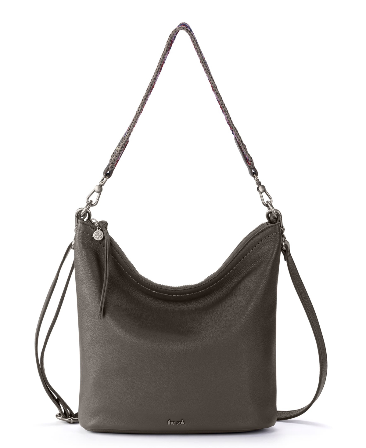 Shop The Sak Jasmine Leather Crossbody Bucket Bag In Slate