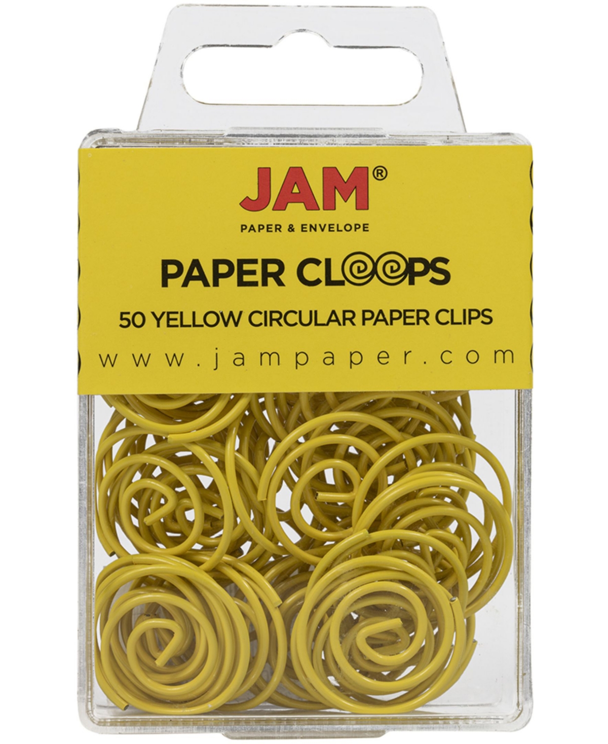 Circular Paper Clips - Round Paperclips - 50 Per Pack - Yellow