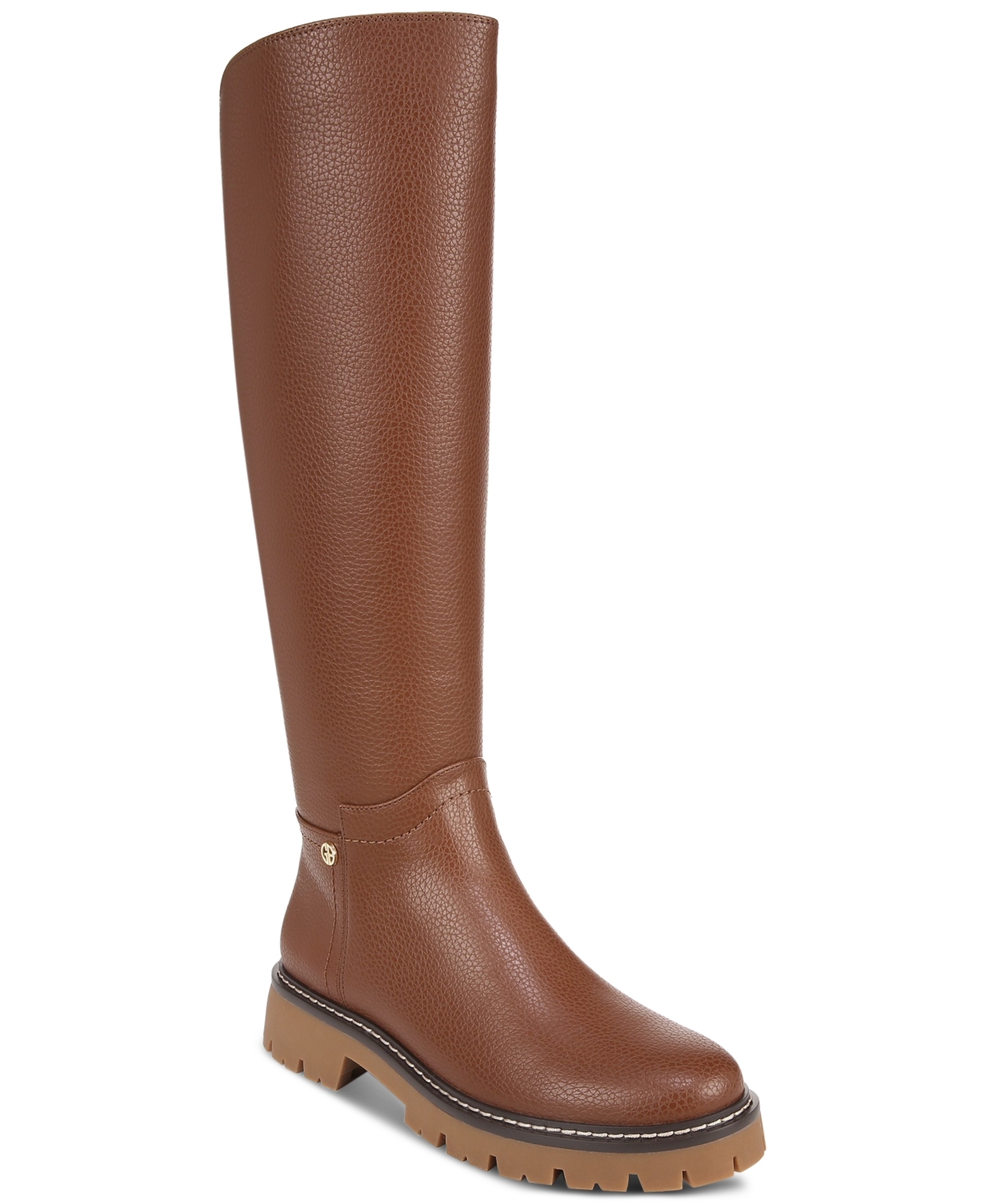 Giani Bernini Women's Jordyy Memory Foam Lug Sole Knee High Riding Boots, Created For Macy's In Saddle Brown