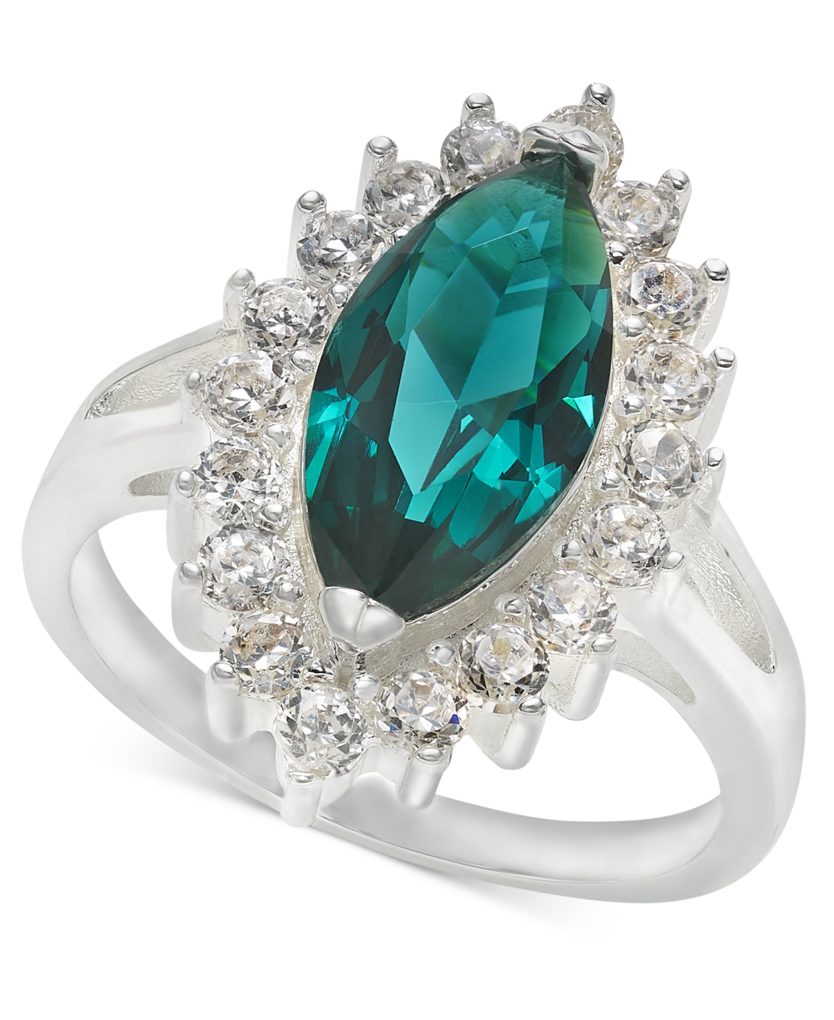 Silver-Tone Green Marquise Crystal Ring, Created for Macy's - Silver