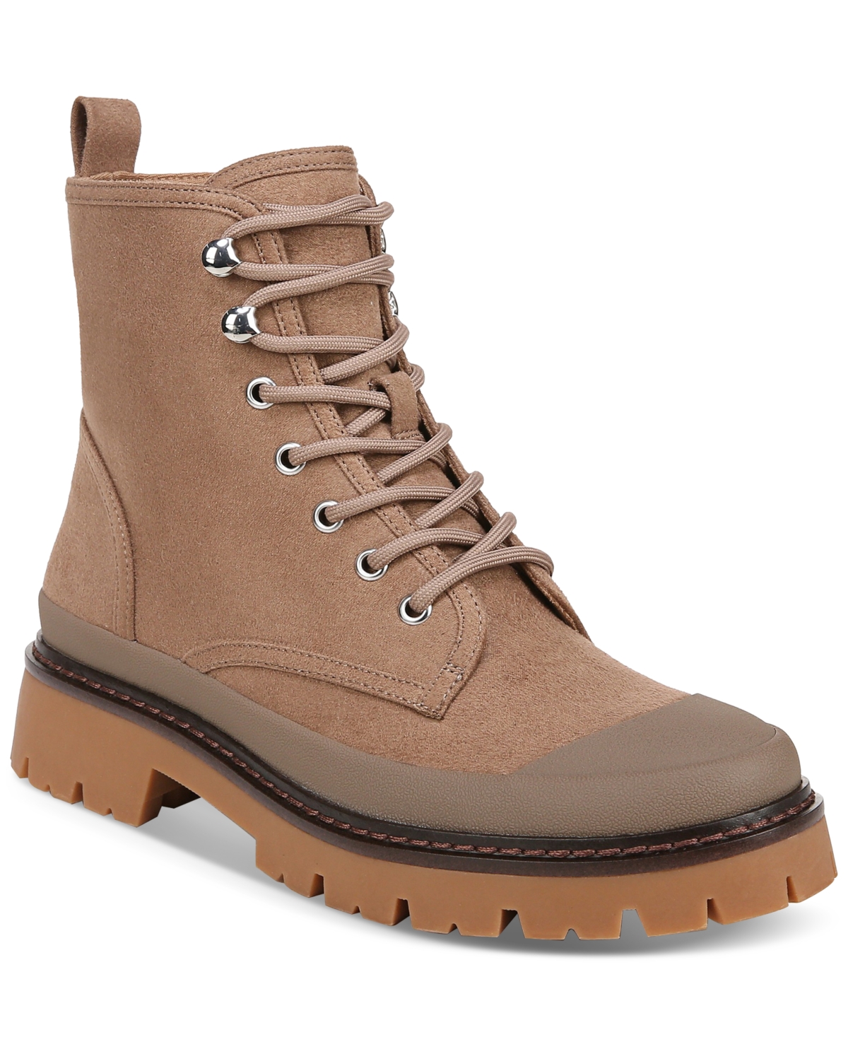 Women's Janessaa Memory Foam Lace Up Lug Sole Booties, Created for Macy's - Toffee Micro