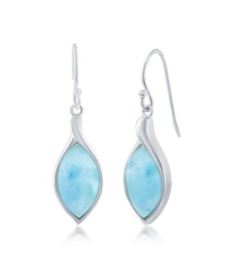 Sterling Silver Marquise Larimar Dangle Earrings - Blue 91$