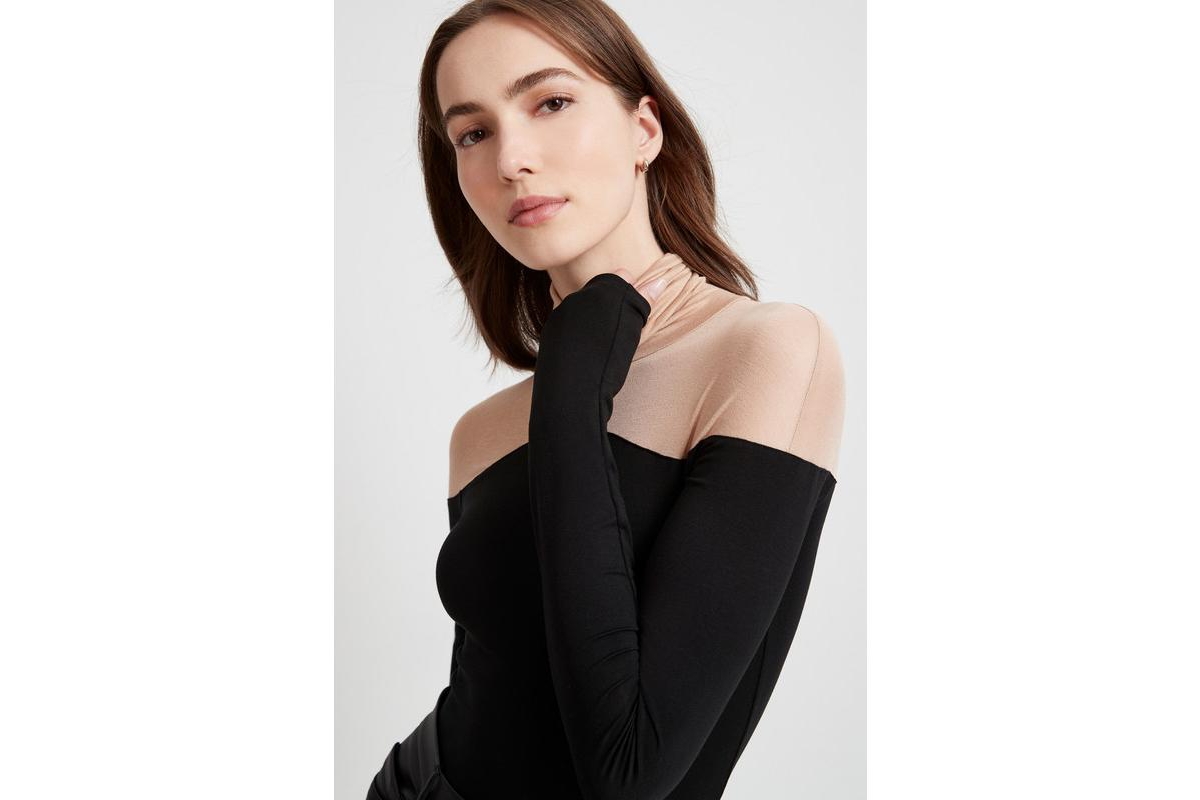 Marcella Women's Eliot Turtleneck Top - Black and beige