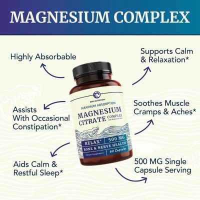 Nobi Nutrition Magnesium Citrate Complex | 500 MG | High Absorption ...